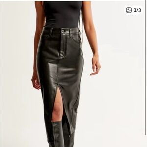 Abercrombie & Fitch Black Leather Pencil Skirt